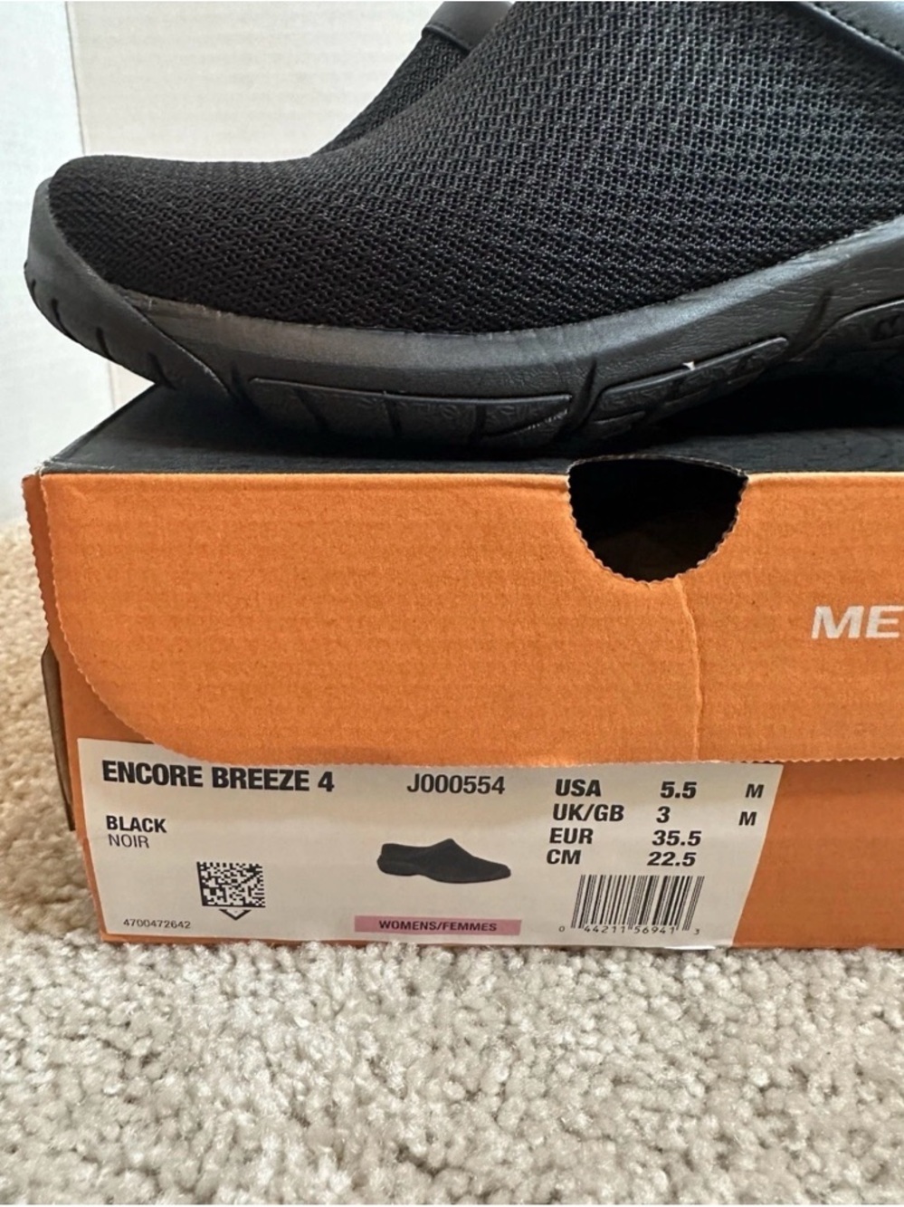 Merrell Black Slip-On Casual Clogs, size 5.5, New in Box - Picture 8 of 8